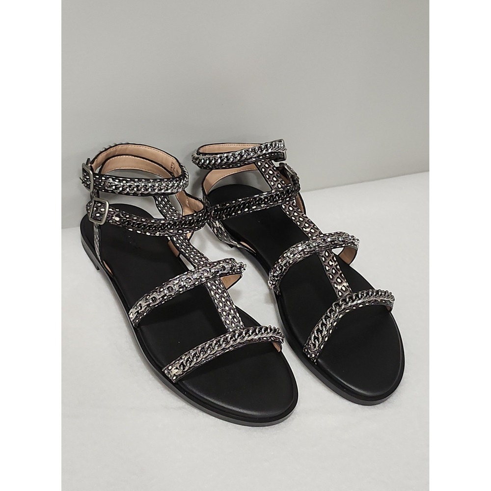 Coach Haddie Gladiator Sandals Womens 10B Black G3974 Natural w/ Box & Book